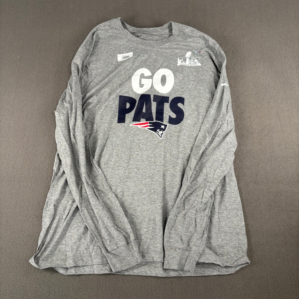 Nike New England Patriots Super Bowl LI Long Sleeve Shirt Mens Size XL Gray